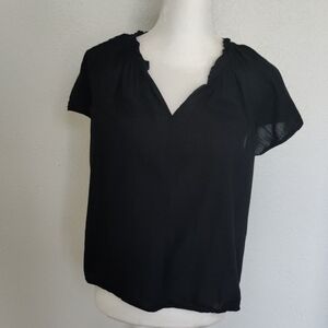 Black Airy Peasant Top